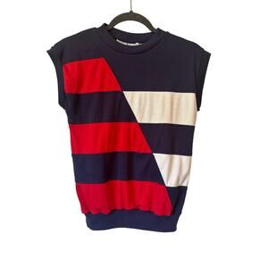 Vintage Goolagong Colorblock Sweatshirt Tee 80s USA Red White Blue | Small